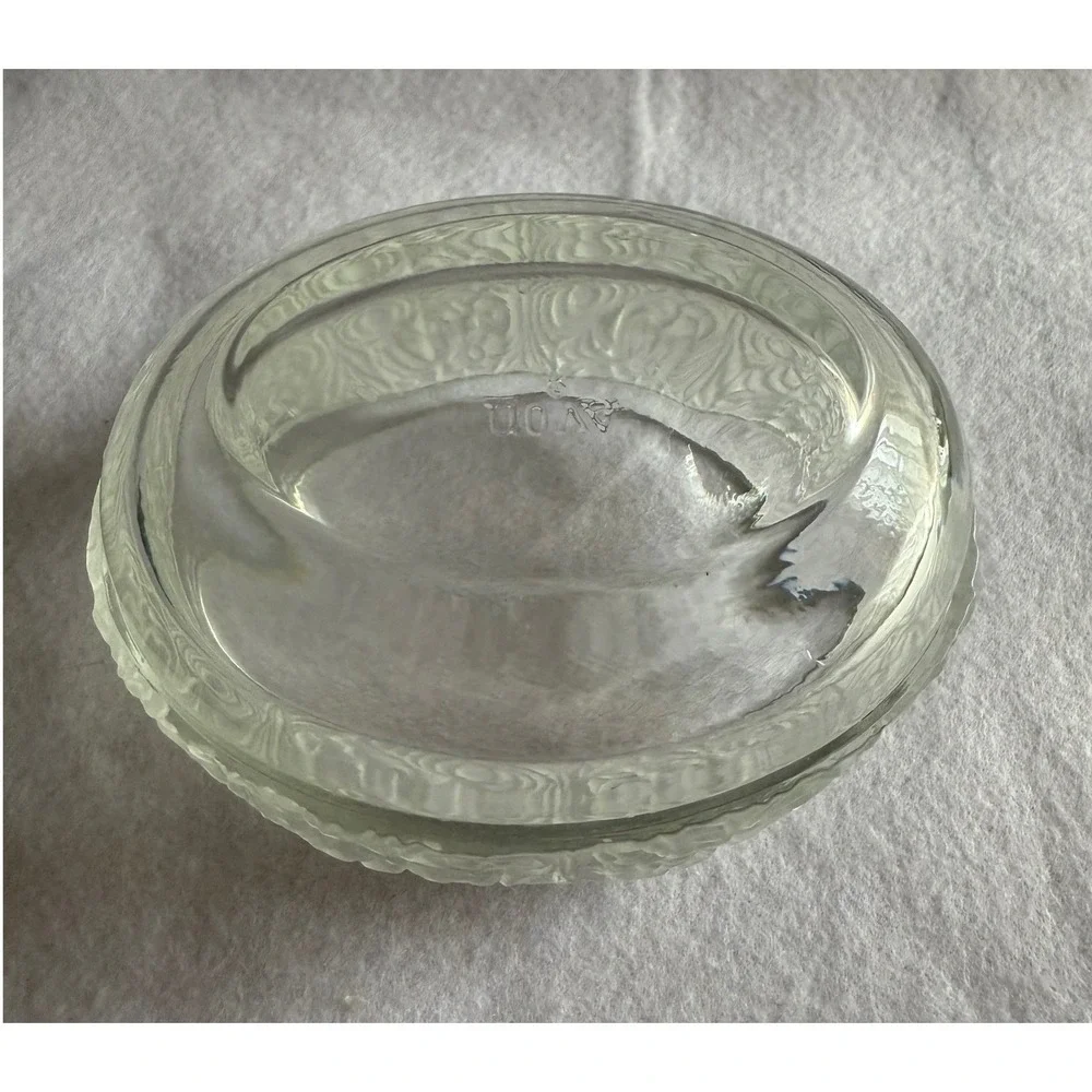 Vintage Avon Glass Trinket Dish Bowl Oval Frosted Floral 4.25